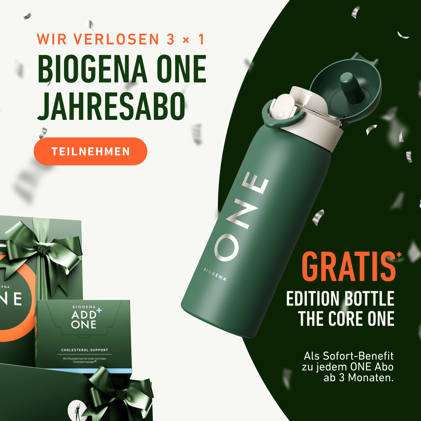 BIOGENA ONE Birthday Gewinnspiel und CORE Trinkflasche