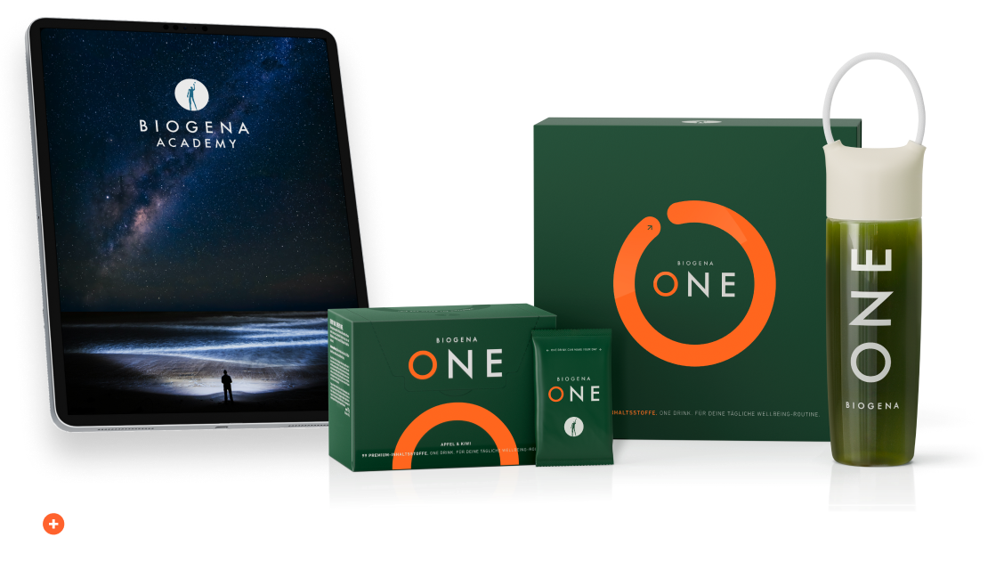 BIOGENA ONE Starter Bundle mit 30 Tagesportionen, Trinkflasche und Starterclass