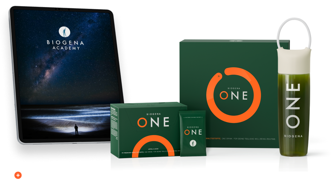 BIOGENA ONE Starter Bundle mit 30 Tagesportionen, Trinkflasche und Starterclass