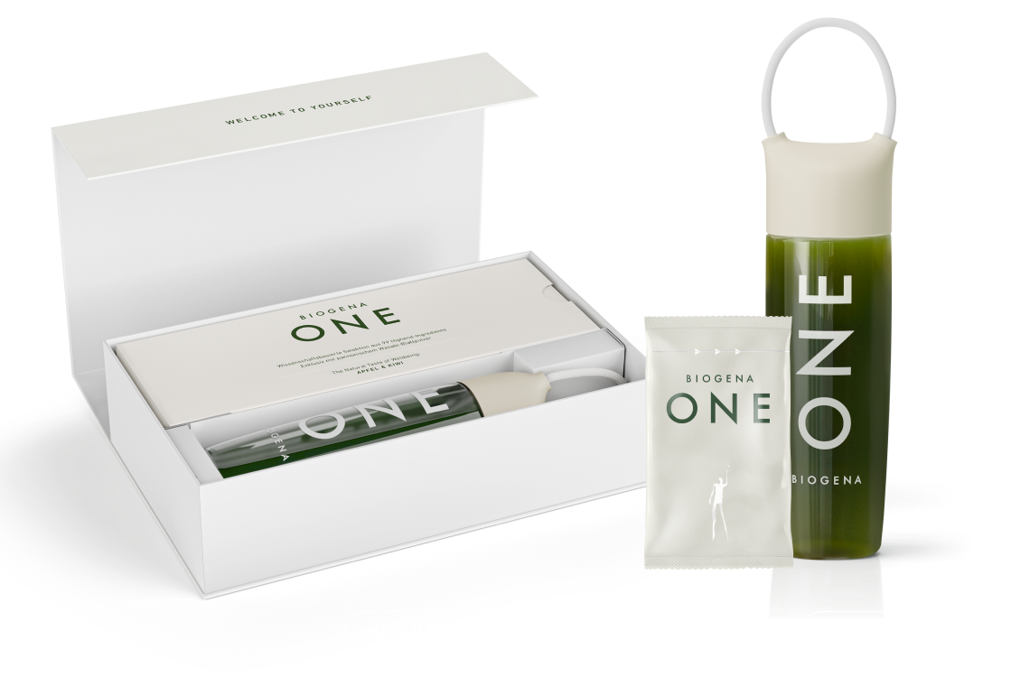 BIOGENA ONE Starter Bundle con 30 porzioni giornaliere e borraccia